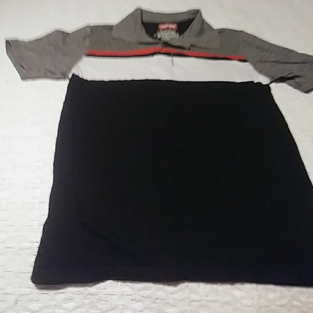 Striped short sleeved collar short